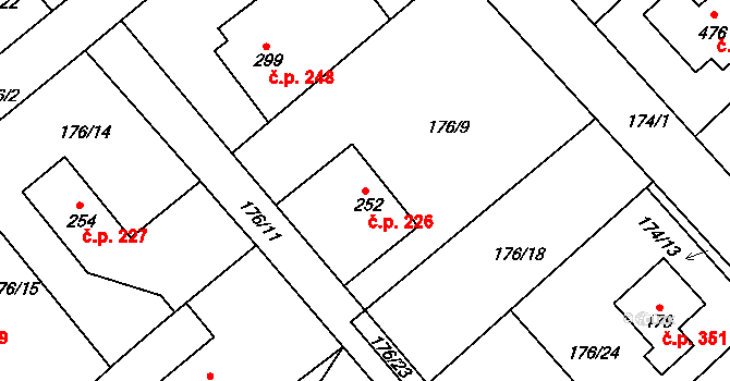 Rosice 226 na parcele st. 252 v KÚ Rosice u Chrasti, Katastrální mapa