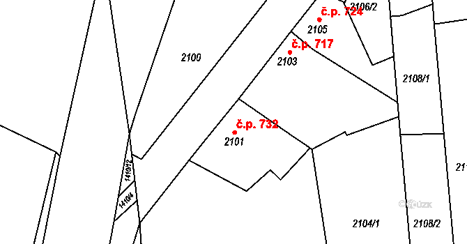 Nýřany 732 na parcele st. 2101 v KÚ Nýřany, Katastrální mapa