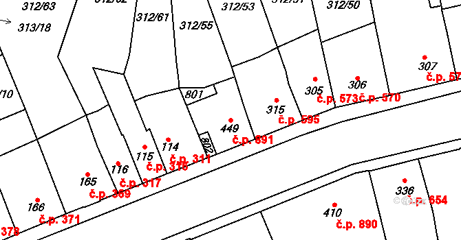 Kralupy nad Vltavou 891 na parcele st. 449 v KÚ Lobeč, Katastrální mapa