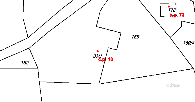 Míčov 10, Míčov-Sušice na parcele st. 33/1 v KÚ Míčov, Katastrální mapa