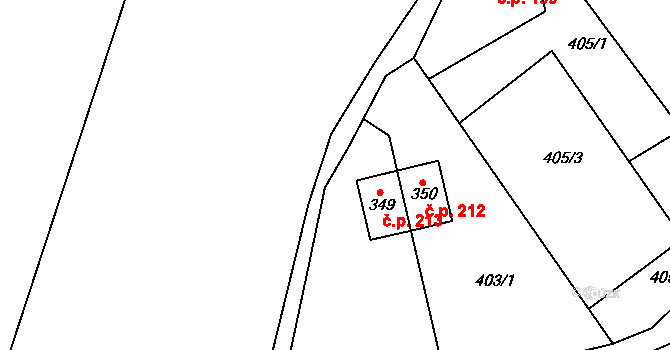 Teplice nad Metují 213 na parcele st. 349 v KÚ Teplice nad Metují, Katastrální mapa