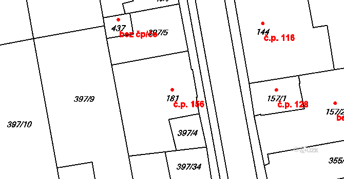 Opatovice nad Labem 156 na parcele st. 181 v KÚ Opatovice nad Labem, Katastrální mapa