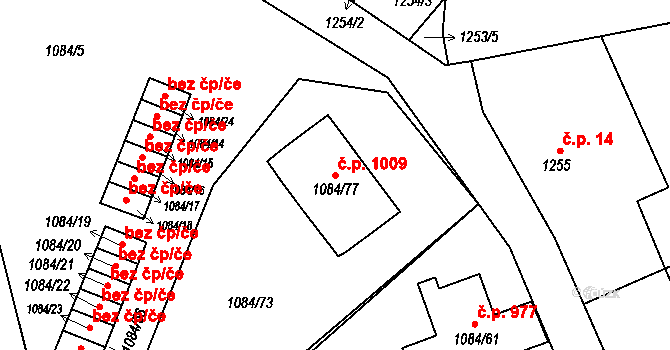 Hronov 1009 na parcele st. 1084/77 v KÚ Hronov, Katastrální mapa