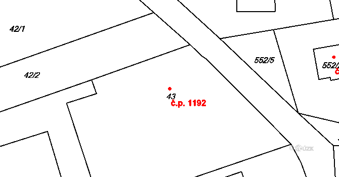 Příbor 1192 na parcele st. 43 v KÚ Klokočov u Příbora, Katastrální mapa