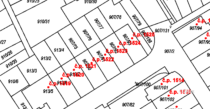 Rychnov nad Kněžnou 1523 na parcele st. 907/91 v KÚ Rychnov nad Kněžnou, Katastrální mapa