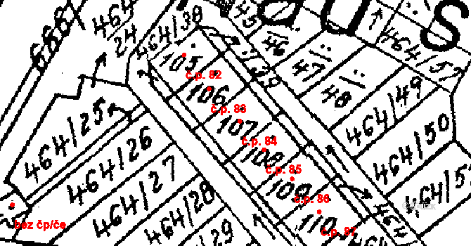 Jindice 84, Rašovice na parcele st. 107 v KÚ Jindice, Katastrální mapa