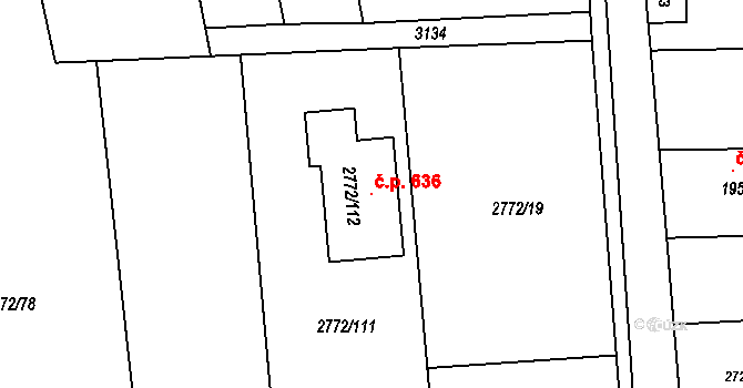 Píšť 636 na parcele st. 2772/112 v KÚ Píšť, Katastrální mapa