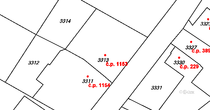 Rychvald 1153 na parcele st. 3313 v KÚ Rychvald, Katastrální mapa