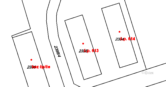 Libušín 613 na parcele st. 2395 v KÚ Libušín, Katastrální mapa