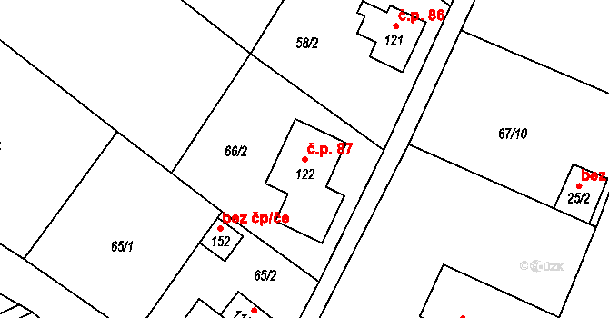 Dolní Sedlo 87, Hrádek nad Nisou na parcele st. 122 v KÚ Dolní Sedlo, Katastrální mapa