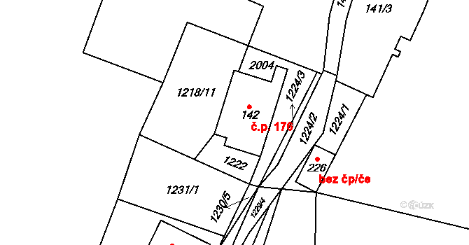 Adolfovice 176, Bělá pod Pradědem na parcele st. 142 v KÚ Adolfovice, Katastrální mapa