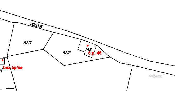 Zahrádka 46, Rožmitál na Šumavě na parcele st. 143 v KÚ Zahrádka, Katastrální mapa