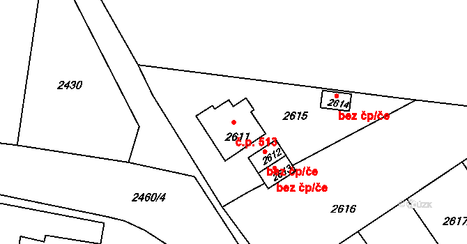 Mimoň I 513, Mimoň na parcele st. 2611 v KÚ Mimoň, Katastrální mapa