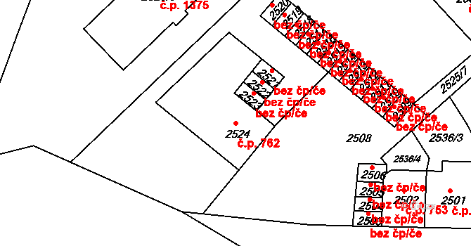 Střekov 762, Ústí nad Labem na parcele st. 2524 v KÚ Střekov, Katastrální mapa