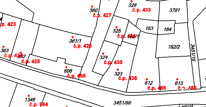 Lysá nad Labem 435 na parcele st. 324 v KÚ Lysá nad Labem, Katastrální mapa
