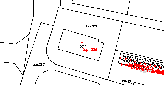 Lnáře 224 na parcele st. 321 v KÚ Lnáře, Katastrální mapa