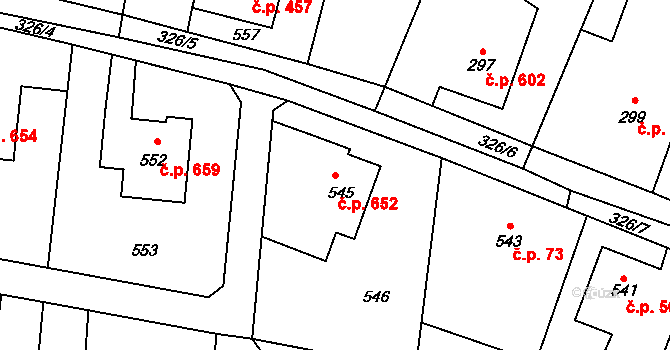 Skřečoň 652, Bohumín na parcele st. 545 v KÚ Skřečoň, Katastrální mapa