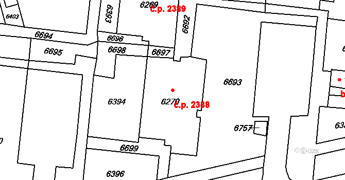 Líšeň 2388, Brno na parcele st. 6270 v KÚ Líšeň, Katastrální mapa