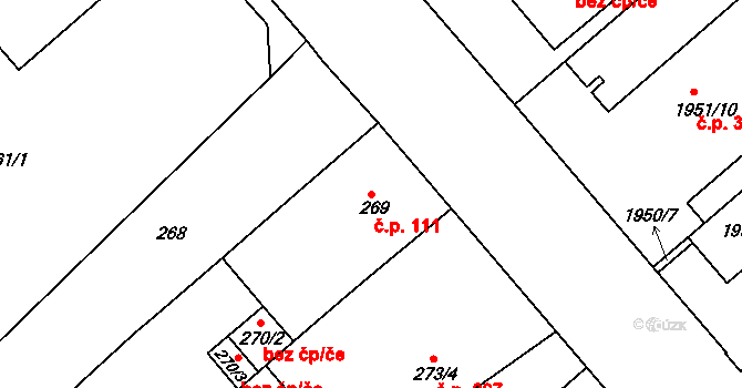 Prosetice 111, Teplice na parcele st. 269 v KÚ Prosetice, Katastrální mapa