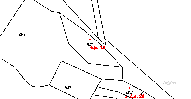 Mochov 14, Hartmanice na parcele st. 6/2 v KÚ Mochov u Hartmanic, Katastrální mapa