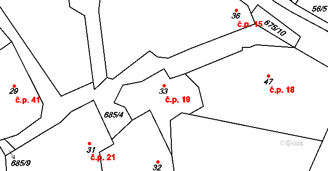Němetice 19, Kelč na parcele st. 33 v KÚ Němetice, Katastrální mapa