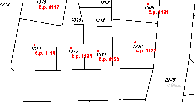 Holešovice 1123, Praha na parcele st. 1311 v KÚ Holešovice, Katastrální mapa