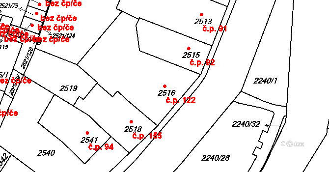 Příbram IV 122, Příbram na parcele st. 2516 v KÚ Příbram, Katastrální mapa