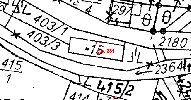 Žibřidice 231, Křižany na parcele st. 15 v KÚ Žibřidice, Katastrální mapa