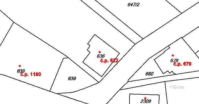 Rumburk 1 622, Rumburk na parcele st. 636 v KÚ Rumburk, Katastrální mapa