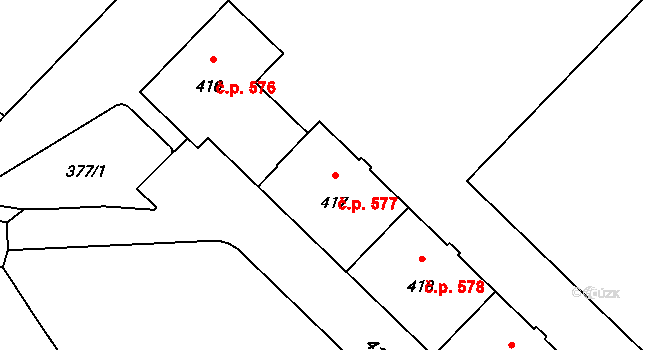 Město 577, Havířov na parcele st. 417 v KÚ Havířov-město, Katastrální mapa