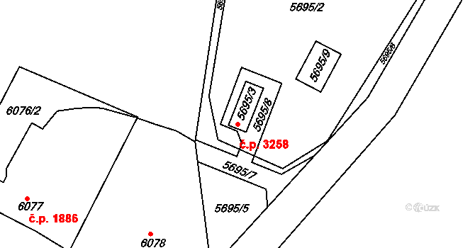 Frýdek 3258, Frýdek-Místek na parcele st. 5695/3 v KÚ Frýdek, Katastrální mapa