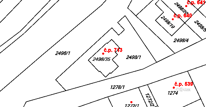 Jedovnice 713 na parcele st. 2498/35 v KÚ Jedovnice, Katastrální mapa