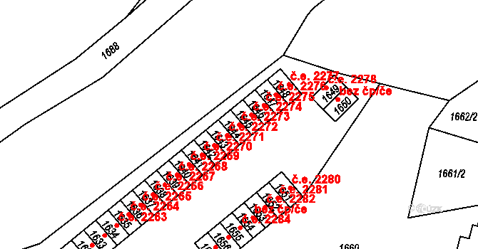 Hlubočky 2273 na parcele st. 1644 v KÚ Hlubočky, Katastrální mapa