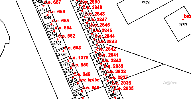 Hodonín 2843 na parcele st. 9173 v KÚ Hodonín, Katastrální mapa