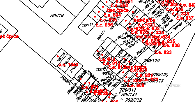 Strážnice 814 na parcele st. 789/121 v KÚ Strážnice na Moravě, Katastrální mapa