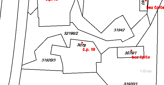 Pradlisko 19, Ludkovice na parcele st. 3078 v KÚ Ludkovice, Katastrální mapa