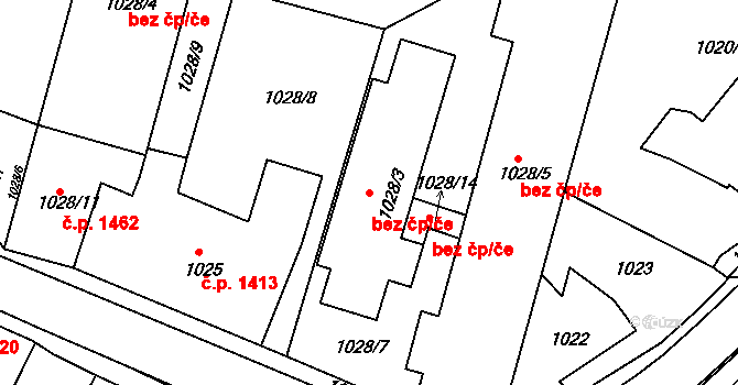 Brumov-Bylnice 38895510 na parcele st. 1028/3 v KÚ Brumov, Katastrální mapa