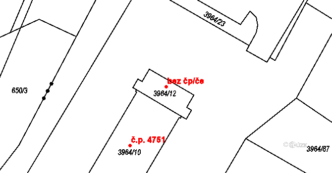 Chomutov 39097510 na parcele st. 3964/12 v KÚ Chomutov I, Katastrální mapa