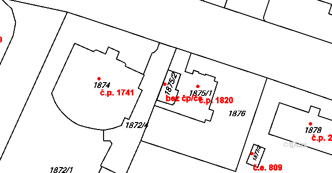 Teplice 41550510 na parcele st. 1875/2 v KÚ Teplice, Katastrální mapa