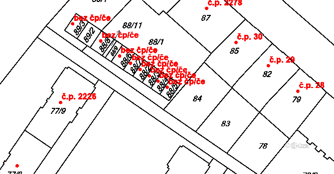 Opava 42238510 na parcele st. 88/5 v KÚ Opava-Předměstí, Katastrální mapa