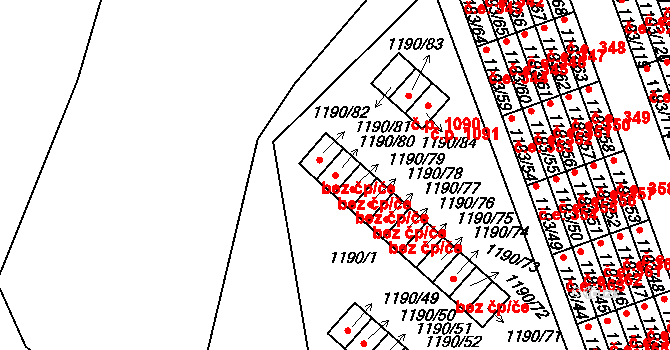Bechyně 42597510 na parcele st. 1190/80 v KÚ Bechyně, Katastrální mapa