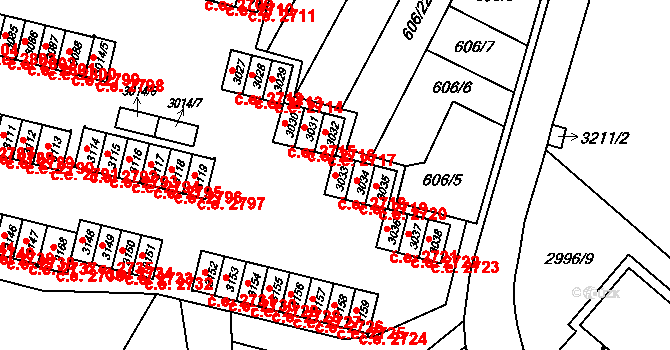 Podlesí 2718, Havířov na parcele st. 3033 v KÚ Bludovice, Katastrální mapa