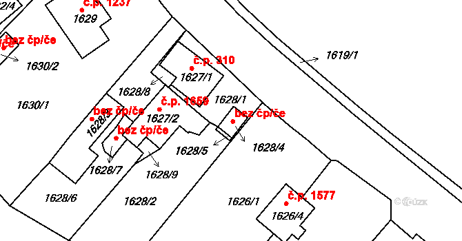 Tachov 44090510 na parcele st. 1628/4 v KÚ Tachov, Katastrální mapa