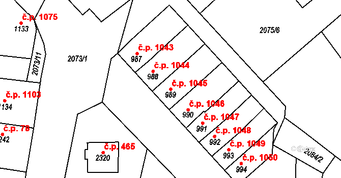 Hlinsko 1045 na parcele st. 989 v KÚ Hlinsko v Čechách, Katastrální mapa