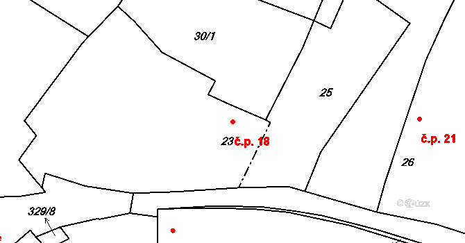 Ráztely 18, Mirovice na parcele st. 23 v KÚ Ráztely, Katastrální mapa