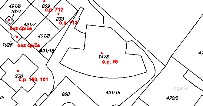 Letohrad 16 na parcele st. 1478 v KÚ Letohrad, Katastrální mapa