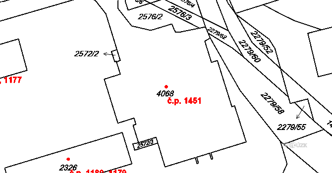Beroun-Město 1451, Beroun na parcele st. 4068 v KÚ Beroun, Katastrální mapa