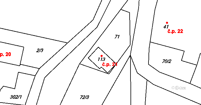 Senešnice 21, Bojanovice na parcele st. 113 v KÚ Senešnice, Katastrální mapa