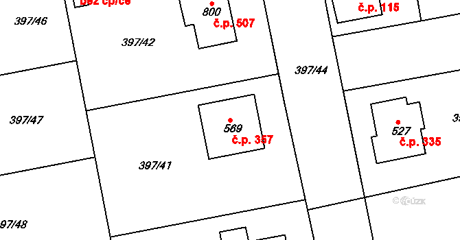 Opatovice nad Labem 357 na parcele st. 569 v KÚ Opatovice nad Labem, Katastrální mapa