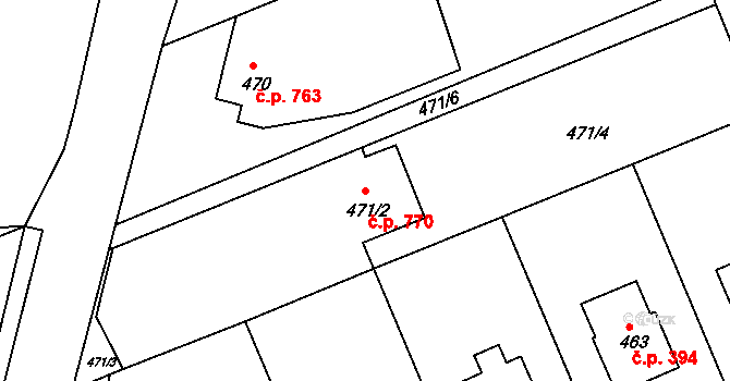 Příbor 770 na parcele st. 471/2 v KÚ Příbor, Katastrální mapa